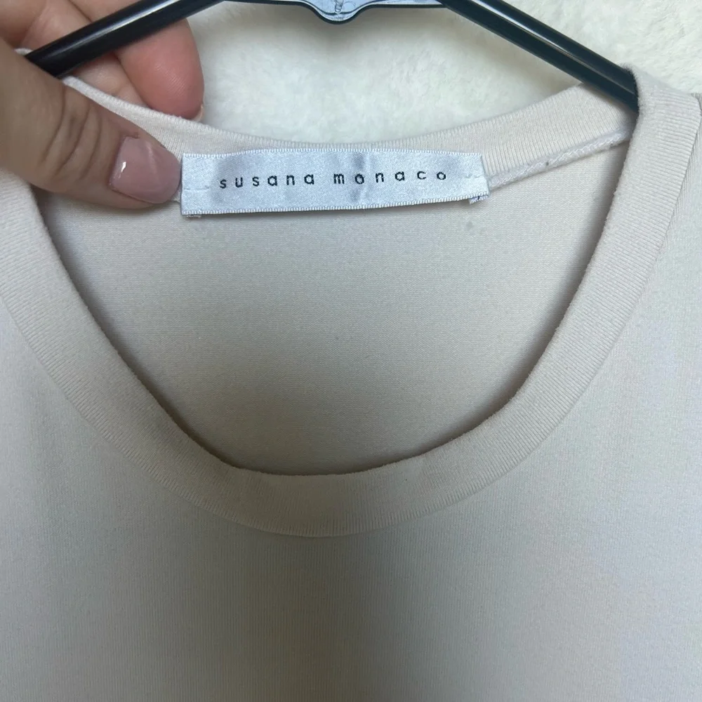Susana Monaco Short Sleeve A-Line Mini Dress in Natural Size Medium - Picture 6 of 10